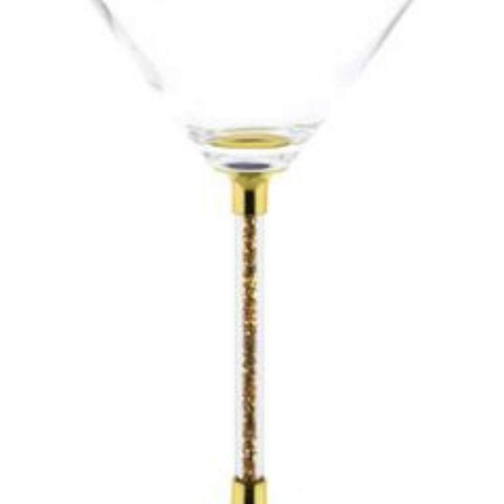 Sparkles Home Rhinestone Martini Glasses with Crystal-Filled Stems set of 3